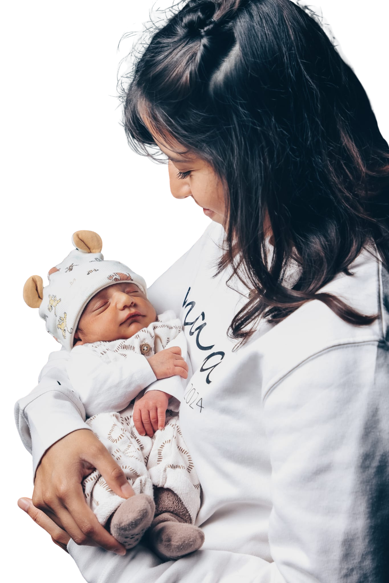 Picture of smiling Mom holding her Baby